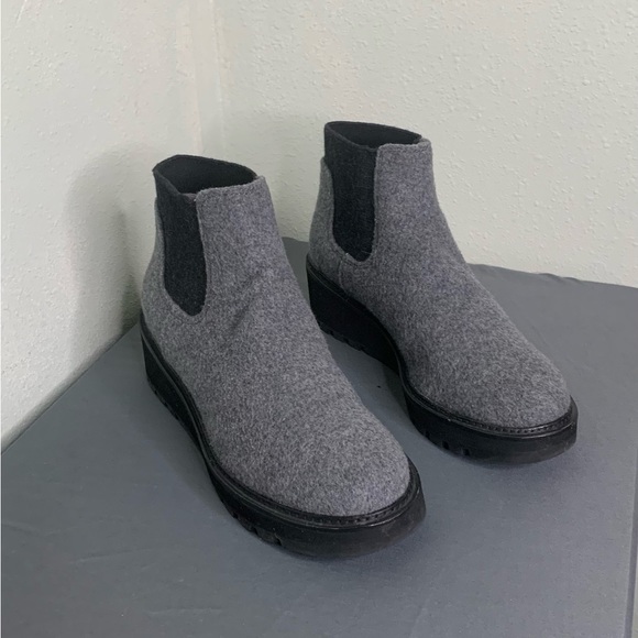 Eileen Fisher Chelsea Grey Wedge Bootie in Fleece - Picture 3 of 11